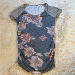 Maternity Floral Gray Women's Top